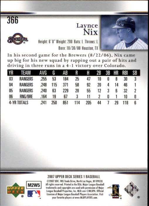 A1962- 2007 Upper Deck BB Card #s 251-500 +Rookies -You Pick- 15+ FREE US SHIP - Picture 337 of 495
