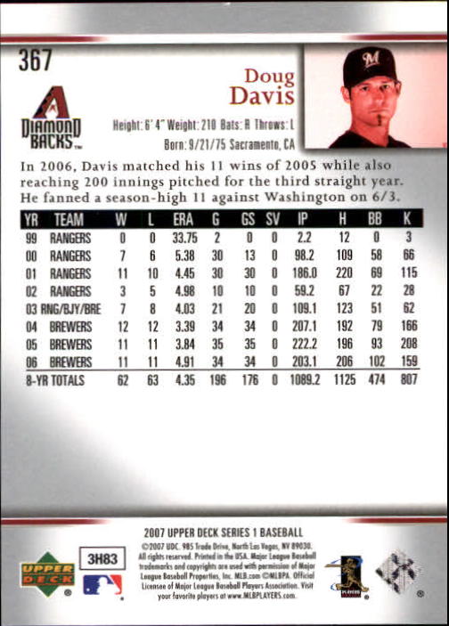 2007 Upper Deck #367 Doug Davis back image