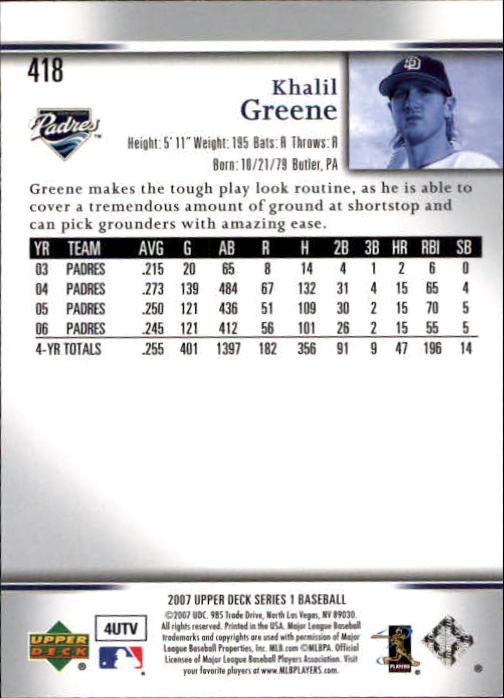 A1962- 2007 Upper Deck BB Card #s 251-500 +Rookies -You Pick- 15+ FREE US SHIP - Picture 69 of 495
