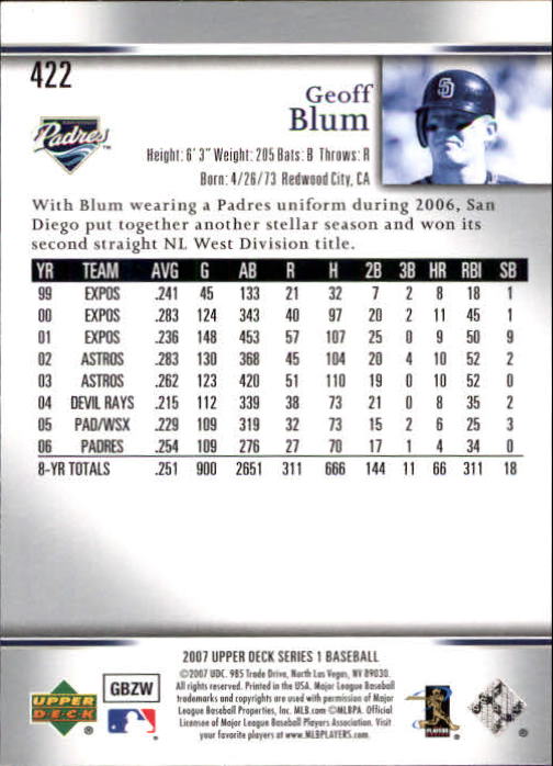 A1962- 2007 Upper Deck BB Card #s 251-500 +Rookies -You Pick- 15+ FREE US SHIP - Picture 73 of 495