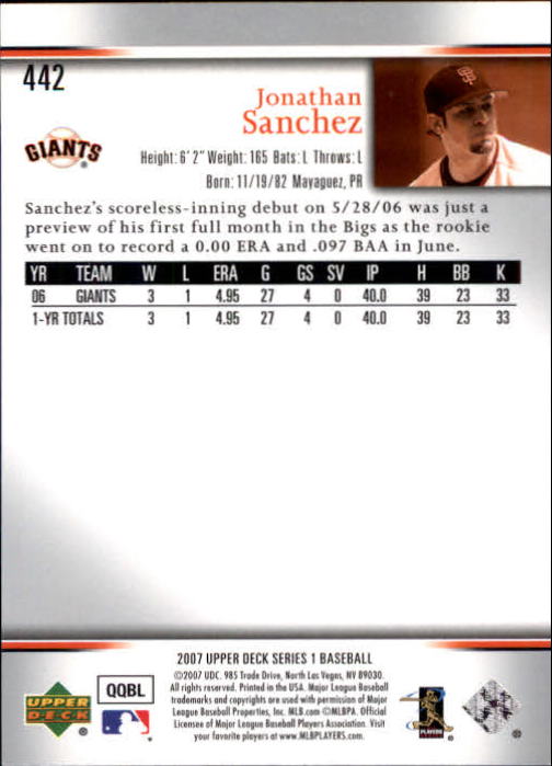 A1962- 2007 Upper Deck BB Card #s 251-500 +Rookies -You Pick- 15+ FREE US SHIP - Picture 107 of 495