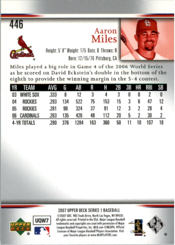 A1962- 2007 Upper Deck BB Card #s 251-500 +Rookies -You Pick- 15+ FREE US SHIP - Picture 113 of 495