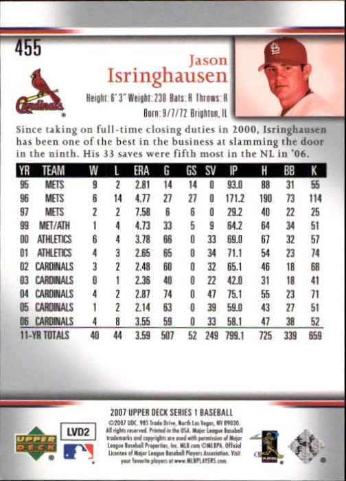 A1962- 2007 Upper Deck BB Card #s 251-500 +Rookies -You Pick- 15+ FREE US SHIP - Picture 125 of 495