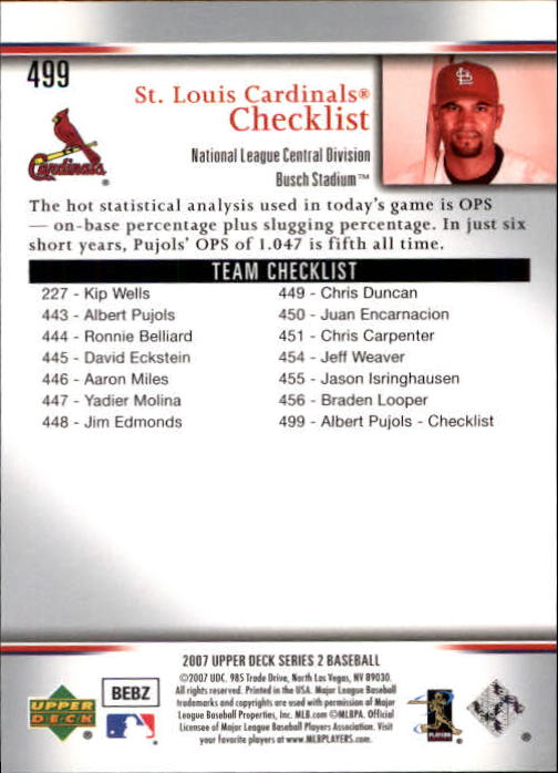 A1962- 2007 Upper Deck BB Card #s 251-500 +Rookies -You Pick- 15+ FREE US SHIP - Picture 485 of 495