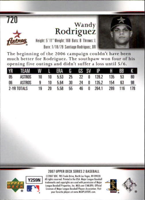 2007 Upper Deck #720 Wandy Rodriguez back image