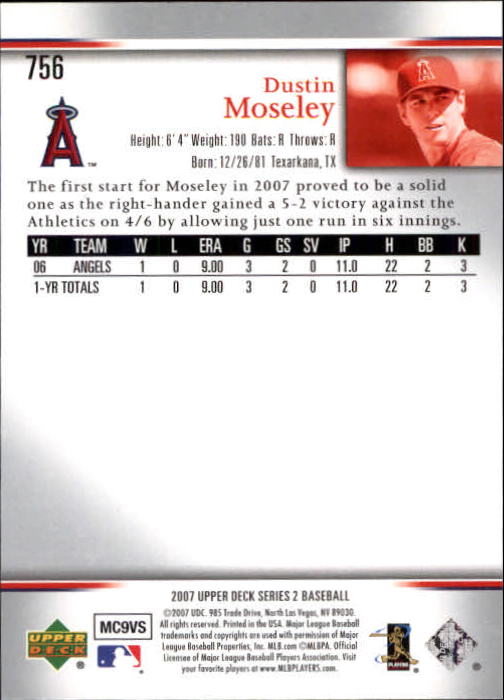 2007 Upper Deck #756 Dustin Moseley back image