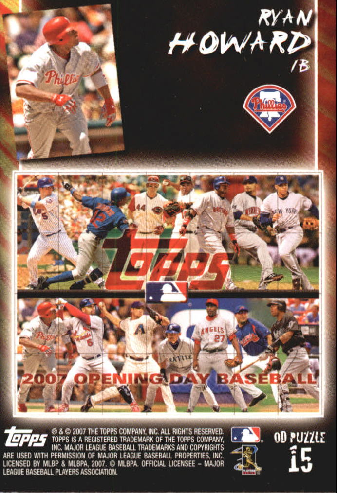 2007 TOPPS OPENING DAY PUZZLE BASEBALL ASSORTED SINGLES U-PICK - Picture 19 of 37