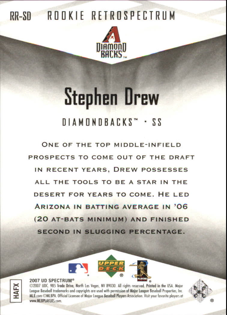 2007 Upper Deck Spectrum Rookie Retrospectrum Red #SD Stephen Drew back image