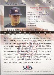 2006-07 USA Baseball #16 Tommy Hunter back image
