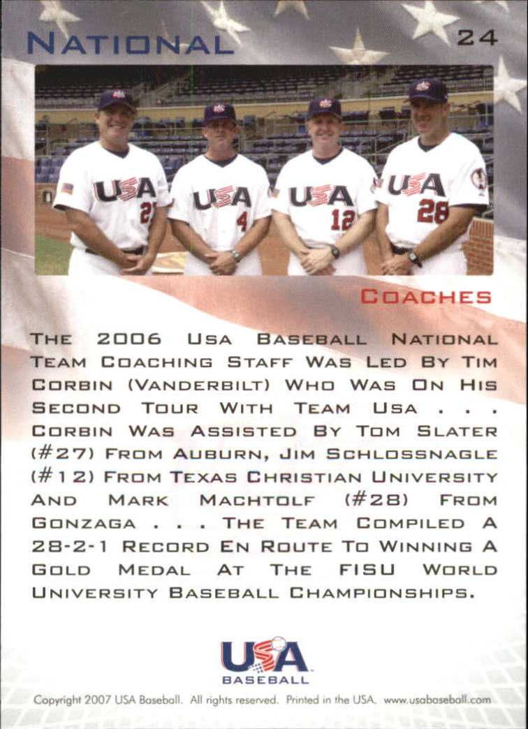 2006-07 USA Baseball #24 National Team Coaches back image