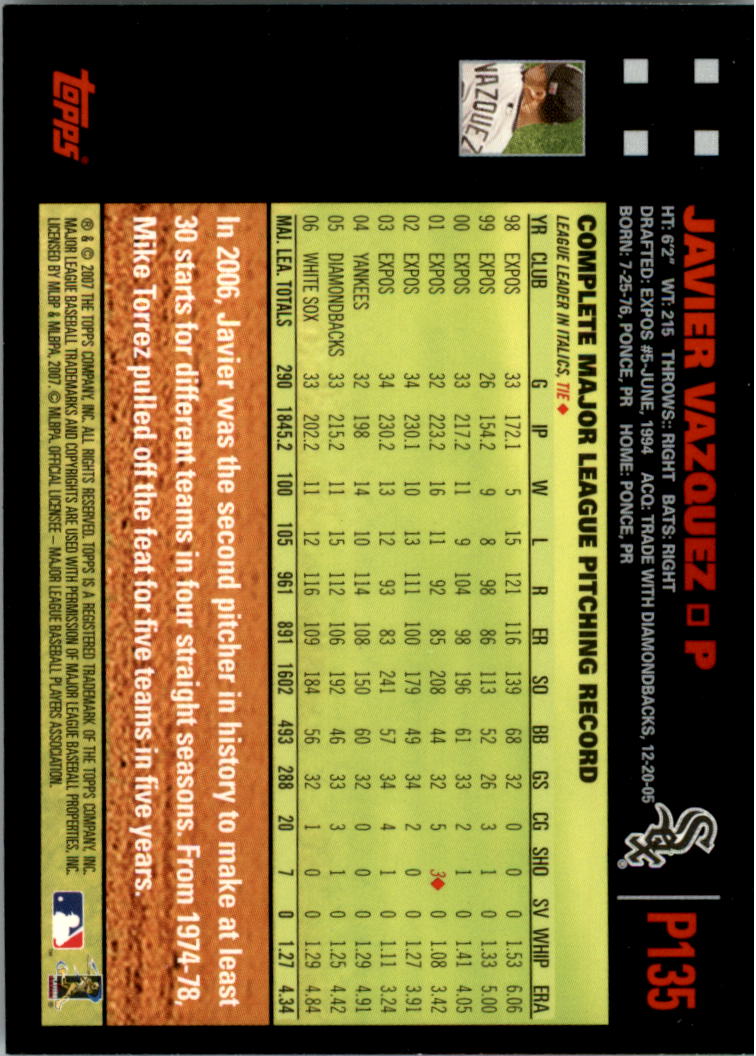 B6287- 2007 Pepsi (Topps) Baseball Card #s 1-220 -You Pick- 15+ FREE US SHIP - Picture 187 of 293