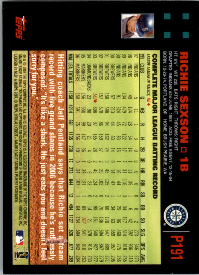 B6287- 2007 Pepsi (Topps) Baseball Card #s 1-220 -You Pick- 15+ FREE US SHIP - Picture 251 of 293