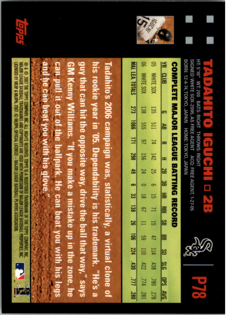 B6287- 2007 Pepsi (Topps) Baseball Card #s 1-220 -You Pick- 15+ FREE US SHIP - Picture 111 of 293