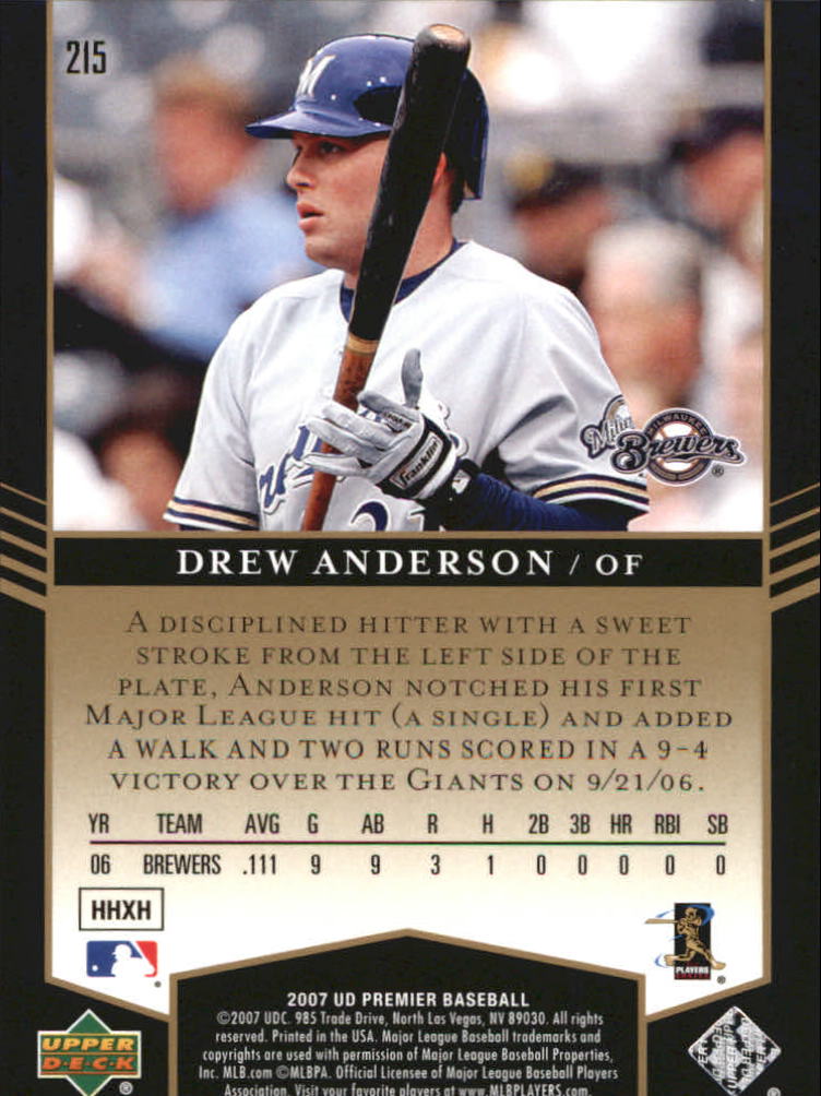 2007 Upper Deck Premier Gold #215 Drew Anderson back image