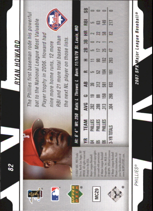 2007 SPx #82 Ryan Howard back image