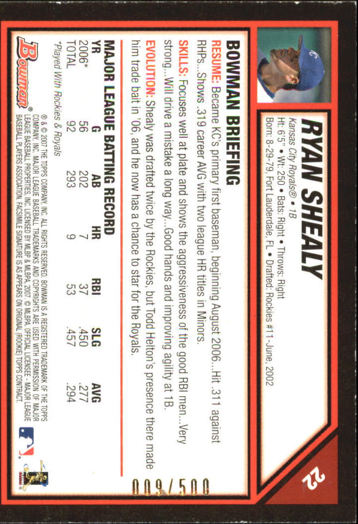 2007 Bowman Baseball "Main Set Blue" Parallel Cards - Picture 5 of 29