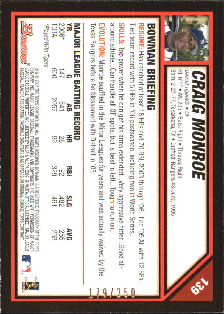 2007 Bowman Baseball "Main Set Orange" Parallel Cards - Picture 13 of 15
