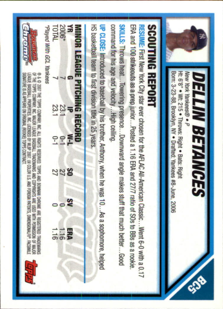 B1897- 2007 Bowman Chrome Prospects BB #'s 1-256 -You Pick- 15+ FREE US SHIP