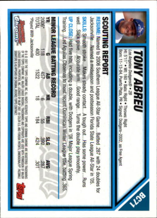 B1897- 2007 Bowman Chrome Prospects BB #'s 1-256 -You Pick- 15+ FREE US SHIP