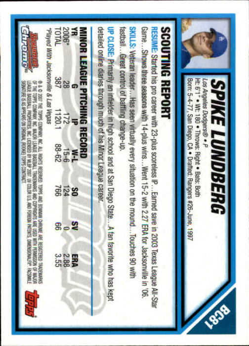 B1897- 2007 Bowman Chrome Prospects BB #'s 1-256 -You Pick- 15+ FREE US SHIP