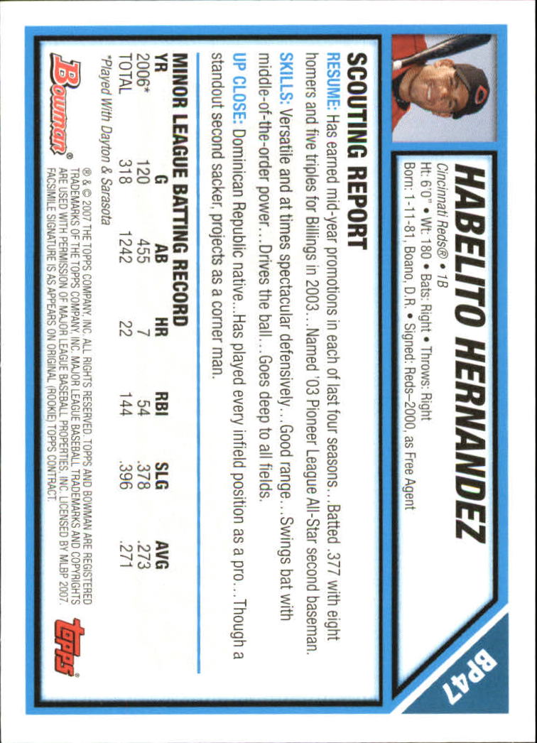 2007 Bowman Baseball "Prospects Gold" Parallel Cards - Picture 61 of 136