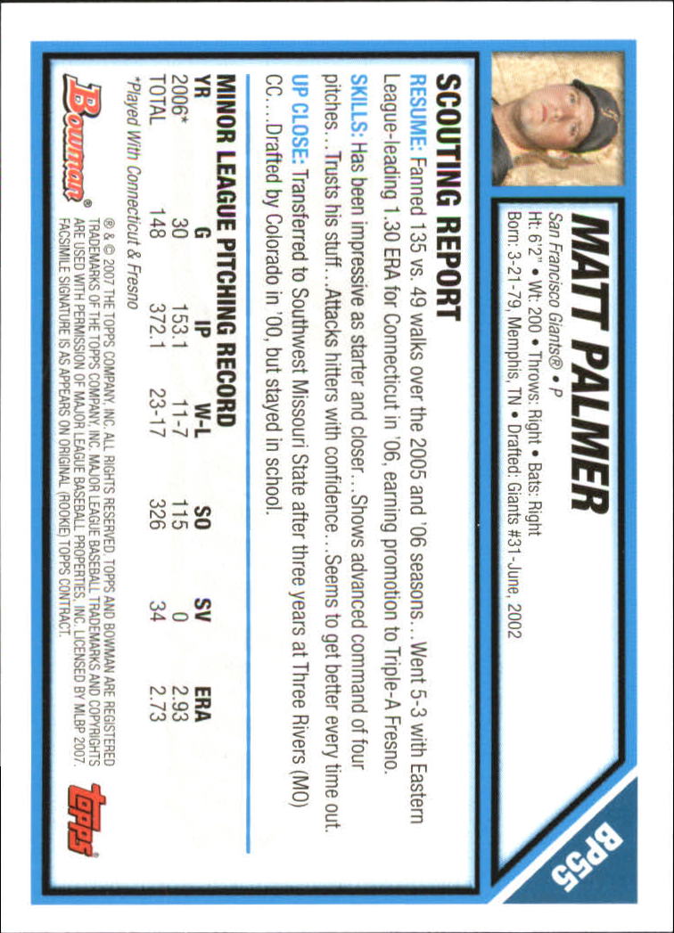 2007 Bowman Baseball "Prospects Gold" Parallel Cards - Picture 69 of 136