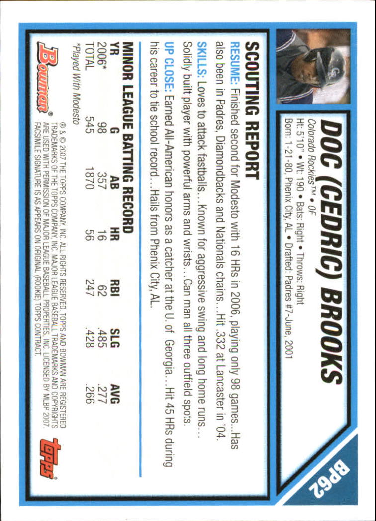 2007 Bowman Baseball "Prospects Gold" Parallel Cards - Picture 80 of 136