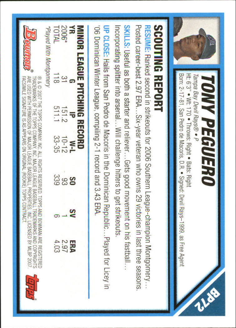 2007 Bowman Baseball "Prospects Gold" Parallel Cards - Picture 92 of 136
