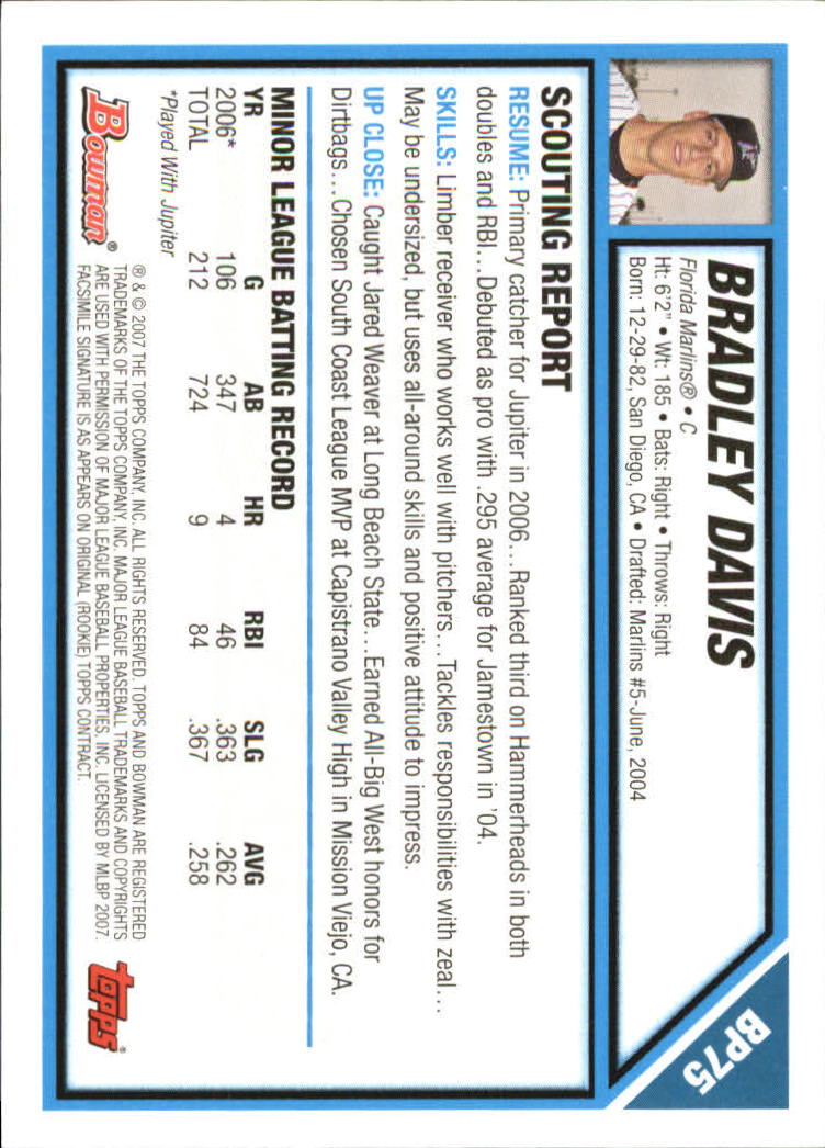 2007 Bowman Baseball "Prospects Gold" Parallel Cards - Picture 94 of 136