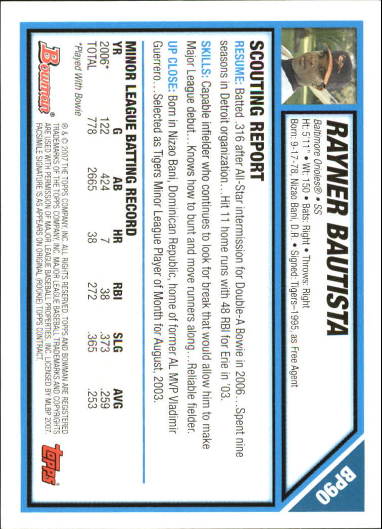 2007 Bowman Baseball "Prospects Gold" Parallel Cards - Picture 116 of 136