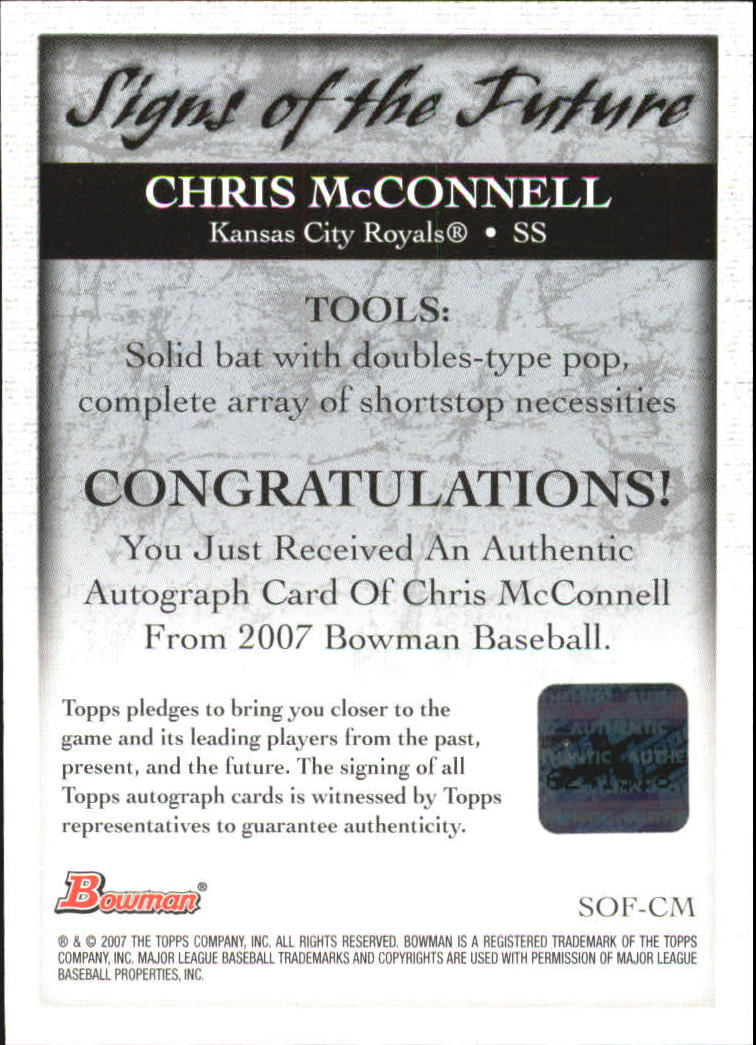 2007 Bowman Signs of the Future #CM Chris McConnell back image