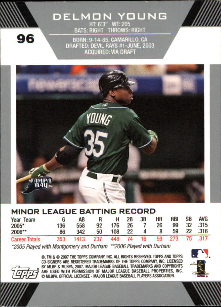 2007 Topps Co-Signers #96a Delmon Young (RC) back image