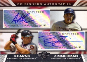 2007 Topps Co-Signers Dual Autographs #KZ Austin Kearns/Ryan Zimmerman A