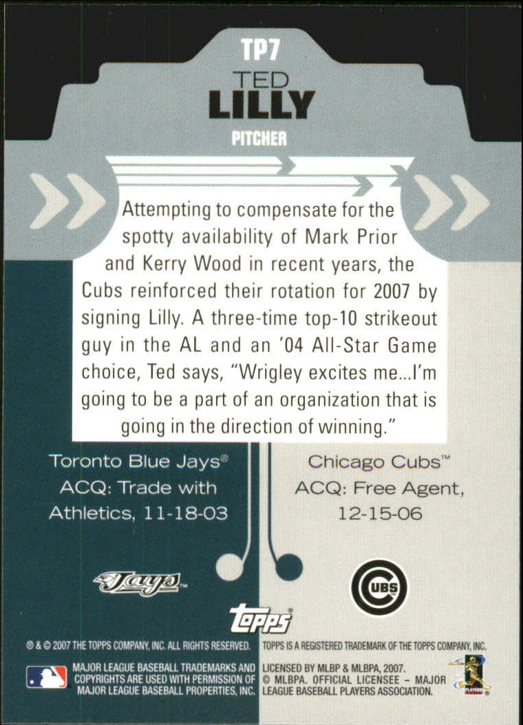 2007 Topps Trading Places #TP7 Ted Lilly back image