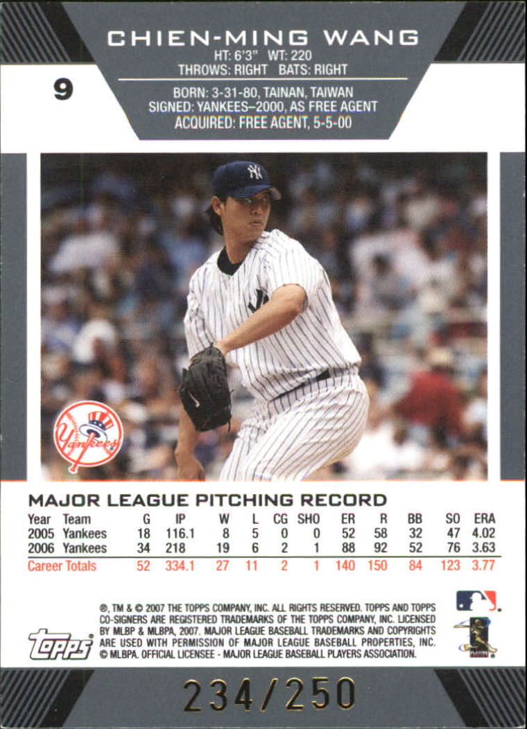 2007 Topps Co-Signers Blue #9B Chien-Ming Wang/Mike Mussina back image