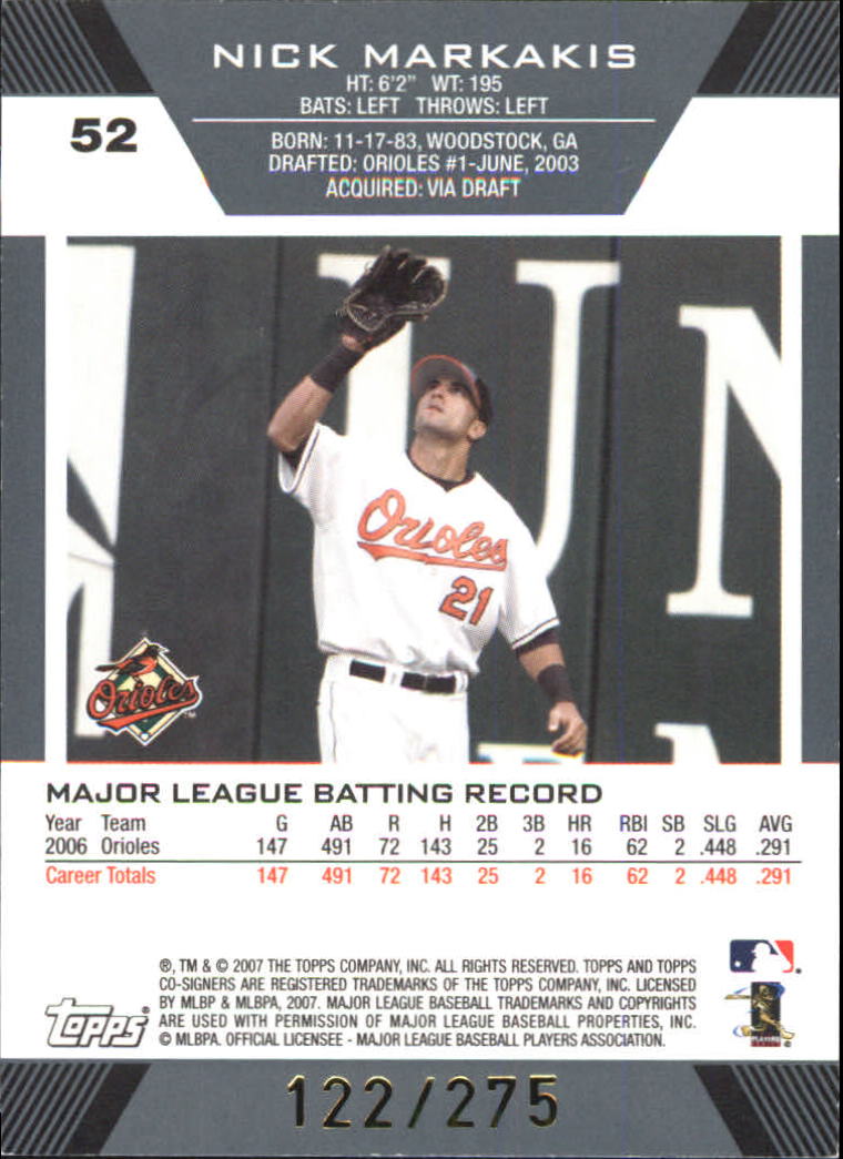 2007 Topps Co-Signers Bronze #52A Nick Markakis w/Melvin Mora back image