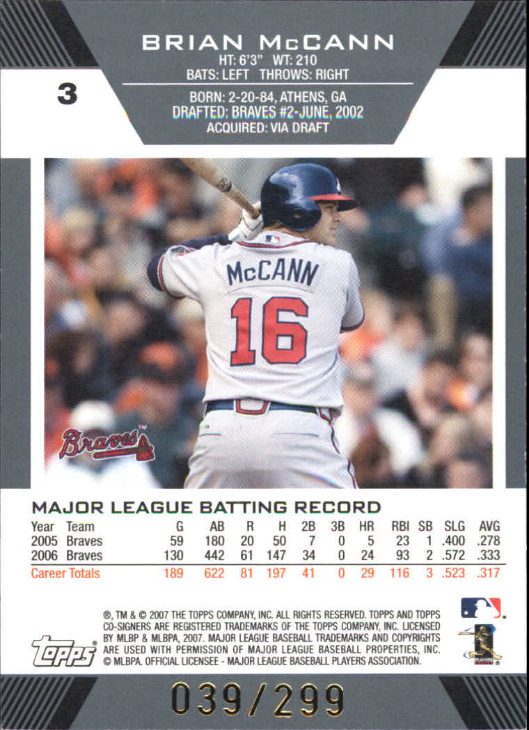 2007 Topps Co-Signers Red #3A Brian McCann w/Jeff Francoeur back image