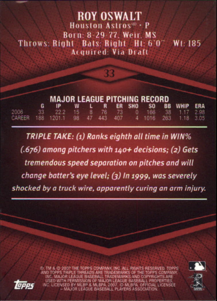 2007 Topps Triple Threads #33 Roy Oswalt back image