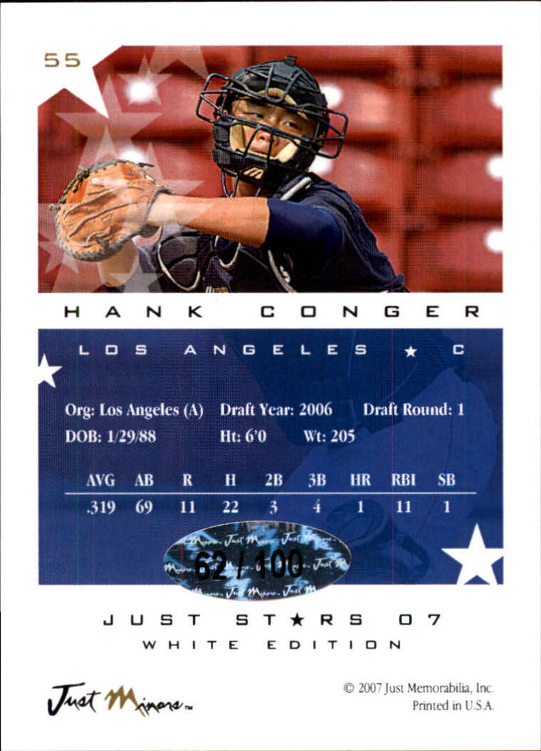 2007 Just Stars Autographs #55 Hank Conger back image