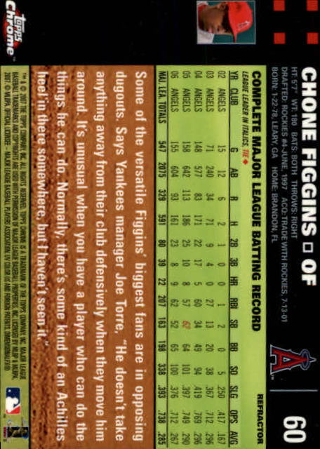 2007 Topps Chrome Refractors #60 Chone Figgins back image