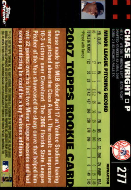 2007 Topps Chrome Refractors #277 Chase Wright back image