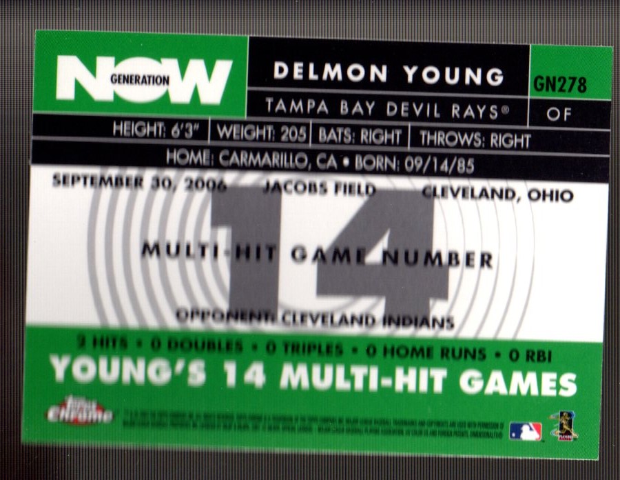 2007 Topps Chrome Generation Now #GN278 Delmon Young back image