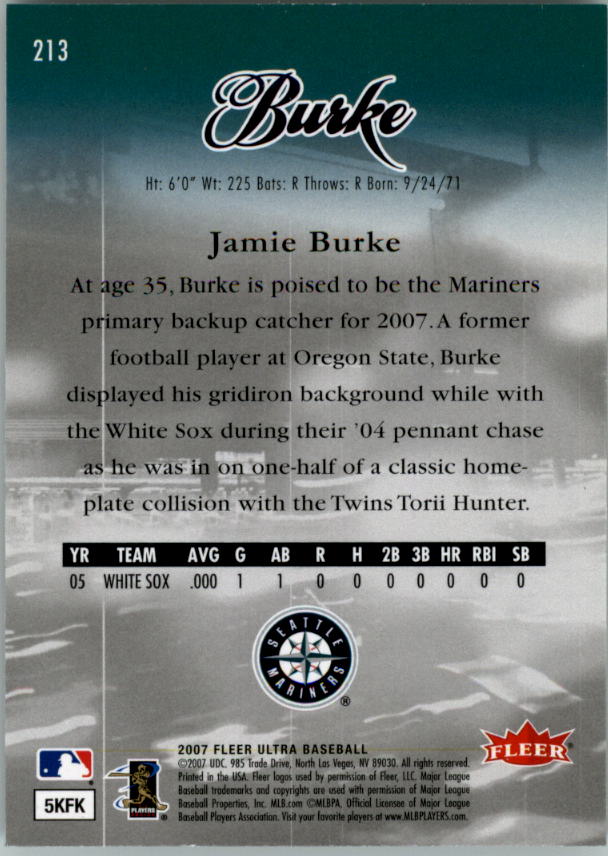2007 Ultra Retail #213 Jamie Burke (RC) back image
