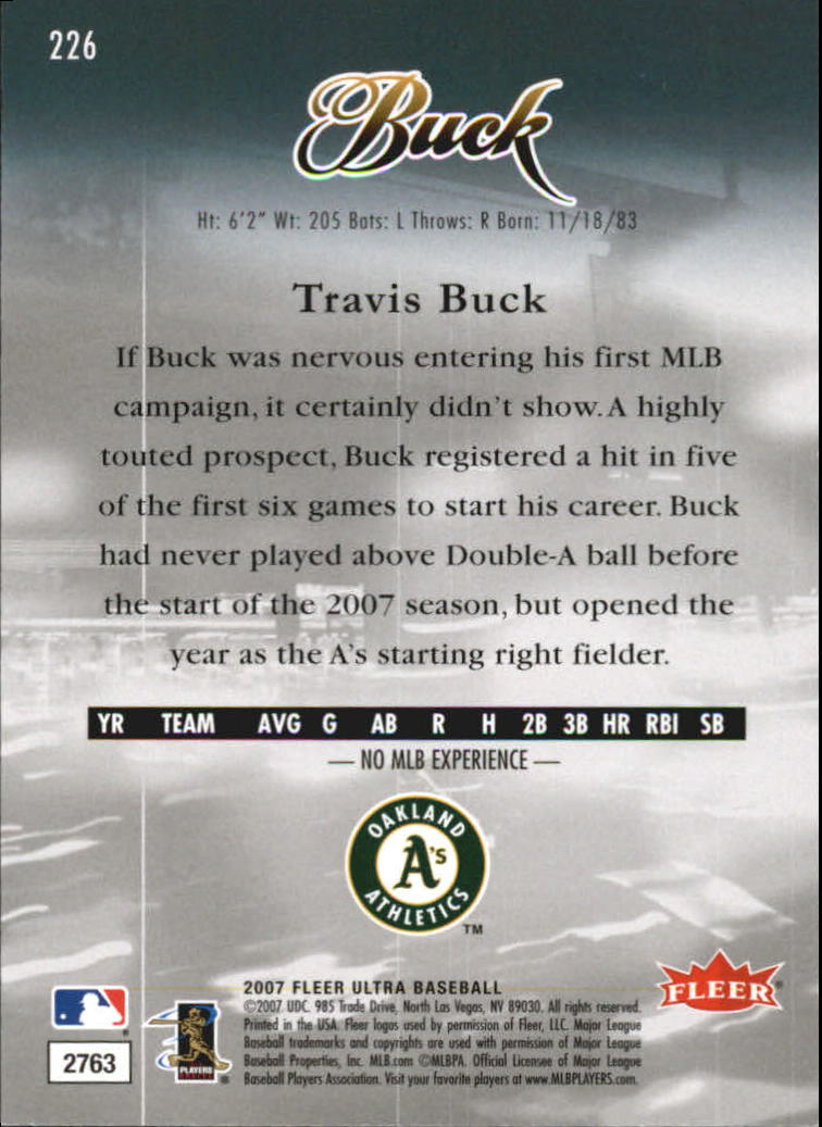 2007 Ultra Retail #226 Travis Buck (RC) back image