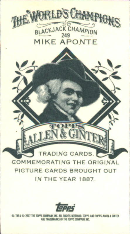 2007 Topps Allen and Ginter Mini A and G Back #249 Mike Aponte back image