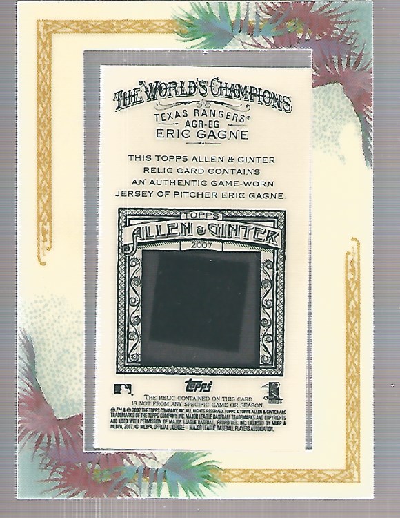 2007 Topps Allen and Ginter Relics #EG Eric Gagne J back image