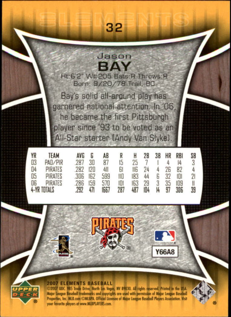 2007 Upper Deck Elements #32 Jason Bay back image