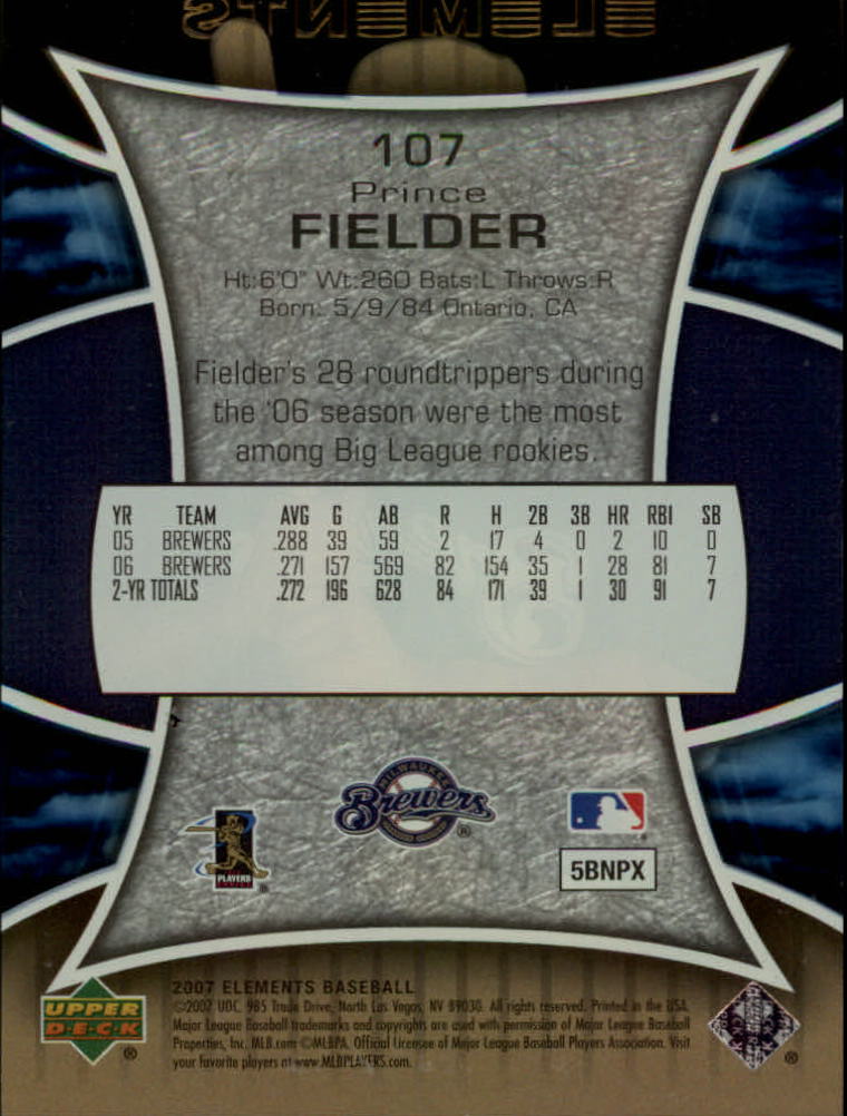 2007 Upper Deck Elements #107 Prince Fielder back image