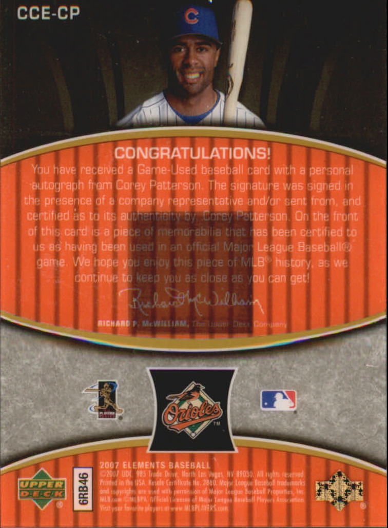 2007 Upper Deck Elements Clear Cut Elements Silver #CP Corey Patterson back image