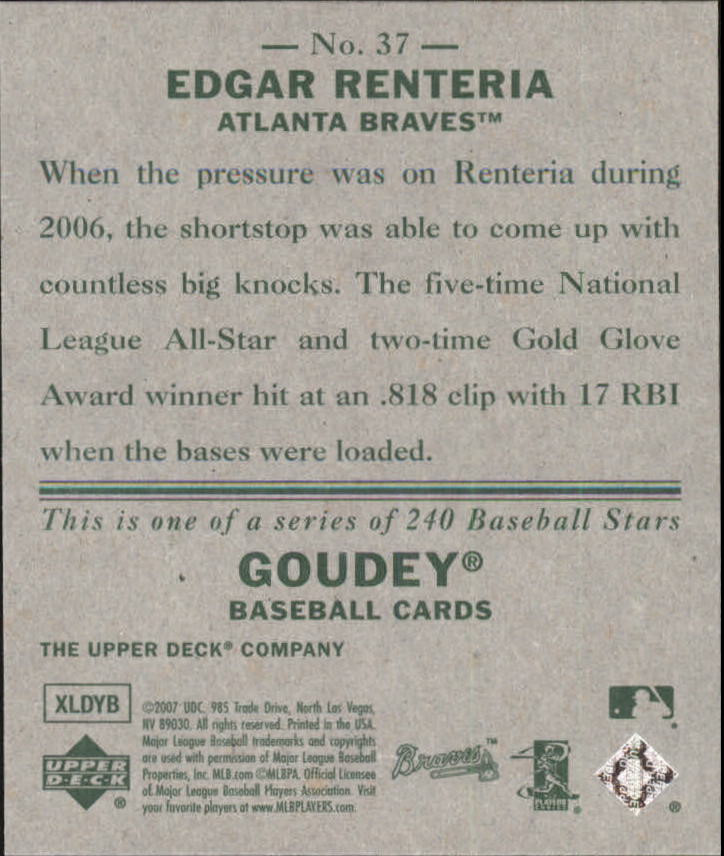 2007 Upper Deck Goudey #37 Edgar Renteria back image